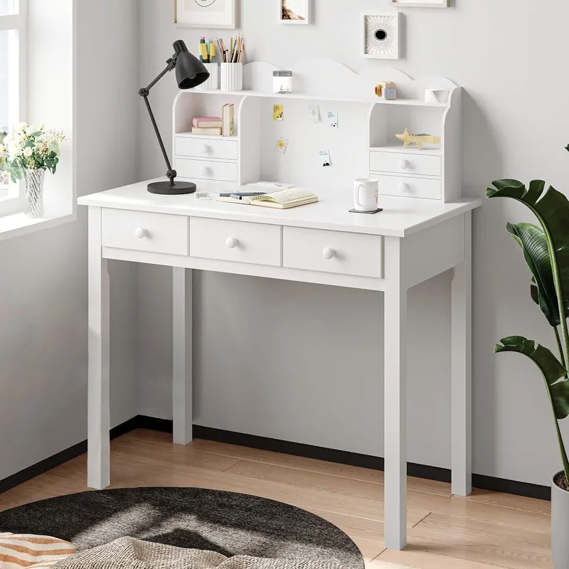 Writing Desk with 7 Drawers, Home Office Desk with Hutch,Student Desk Study Table, Small White Desk, Solid Pine Wood Legs
Writing Desk with 7 Drawers, Home Office Desk with Hutch,Student Desk Study Table, Small White Desk, Solid Pine Wood Legs