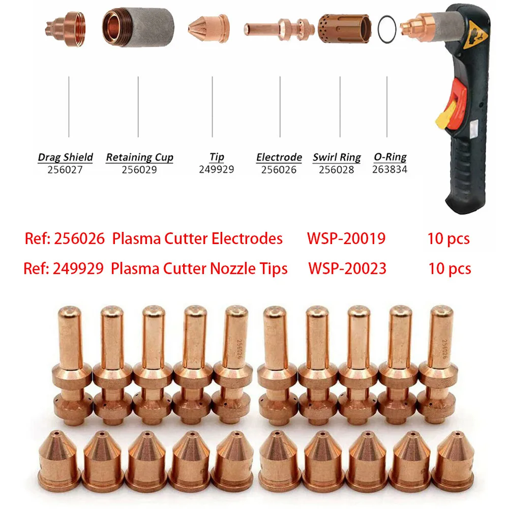 20 PCS/set Electrode 256026 WSP-20019 Tip 249929 WSP-20023 For Miller Spectrum 875 Auto-Line XT60 Cutting Torch Auto Wire Cutter
20 PCS/set Electrode 256026 WSP-20019 Tip 249929 WSP-20023 For Miller Spectrum 875 Auto-Line XT60 Cutting Torch Auto Wire Cutter