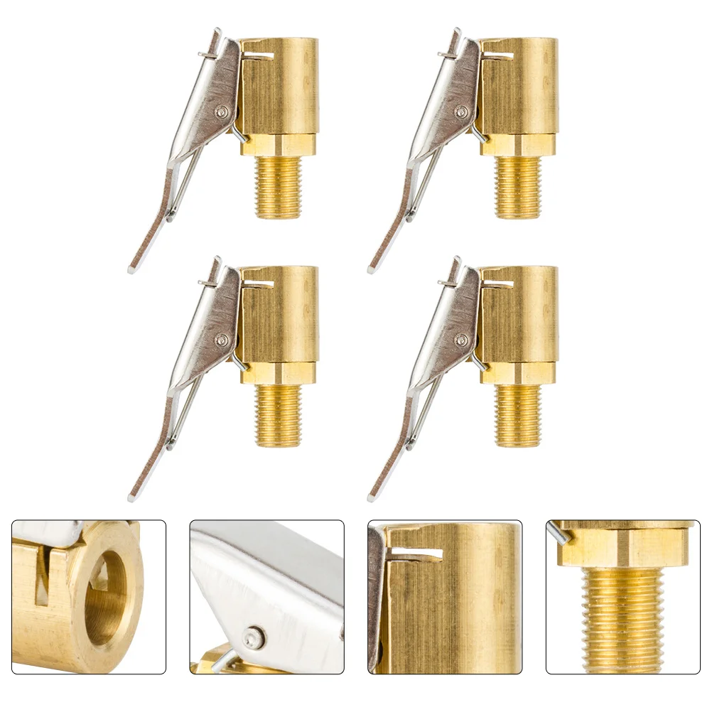 

4pcs Heavy Duty Brass Air Chuck Open Flow Straight Lock- On Tire with Clip for Inflator Gauge Compressor Accessories