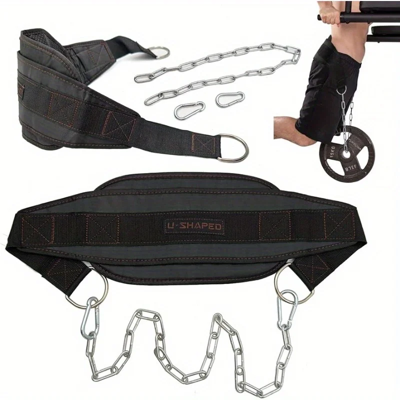 U-Shaped Weightlifting Dip Belt With Heavy-Duty Steel Chain, Comfortable Padded Support For Pull-Ups And Dips, Gym Fitness Train
U-Shaped Weightlifting Dip Belt With Heavy-Duty Steel Chain, Comfortable Padded Support For Pull-Ups And Dips, Gym Fitness Train