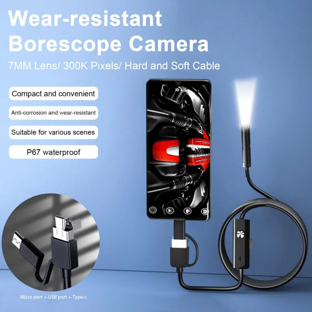 Endoscope Camera with 6 LED Lights IP67 Waterproof Inspection Borescope with Flexible Snake Cable Camera for Android for iOS
Endoscope Camera with 6 LED Lights IP67 Waterproof Inspection Borescope with Flexible Snake Cable Camera for Android for iOS