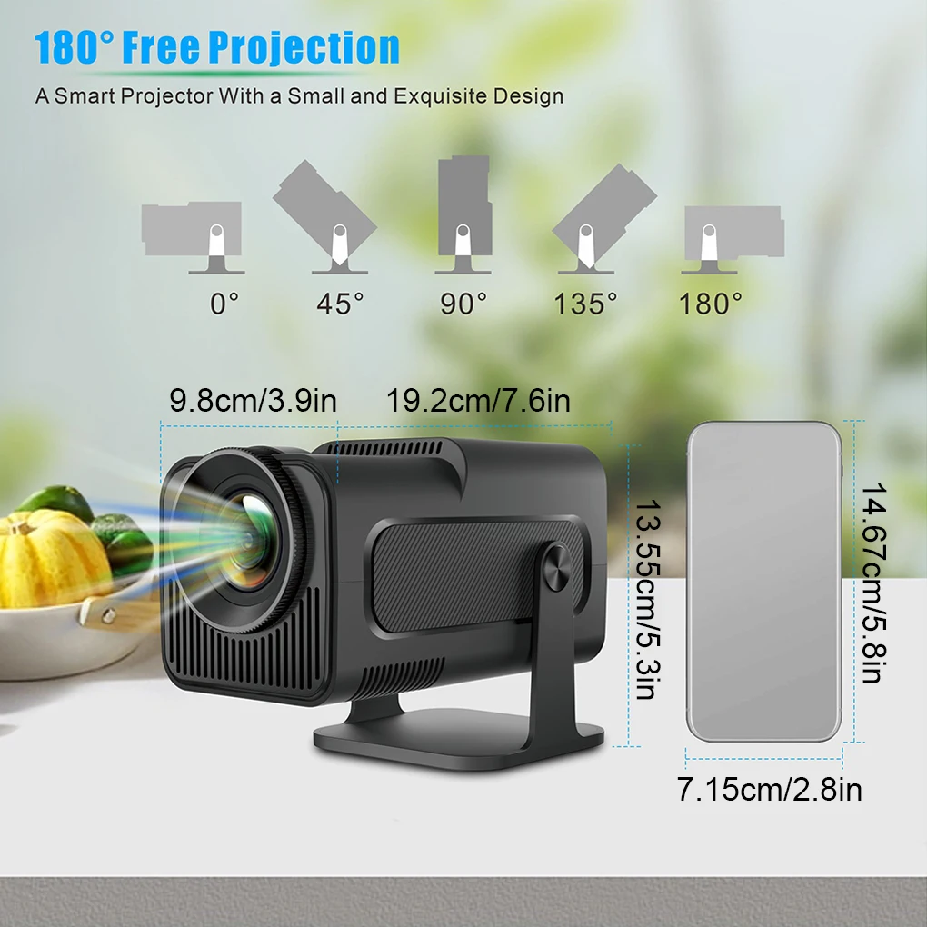 

Black Wifi6 4K Android Projector With HY320 1080P Native Resolution BT 5.0 And Hi-Fi Speaker 390ANSI AU Plug