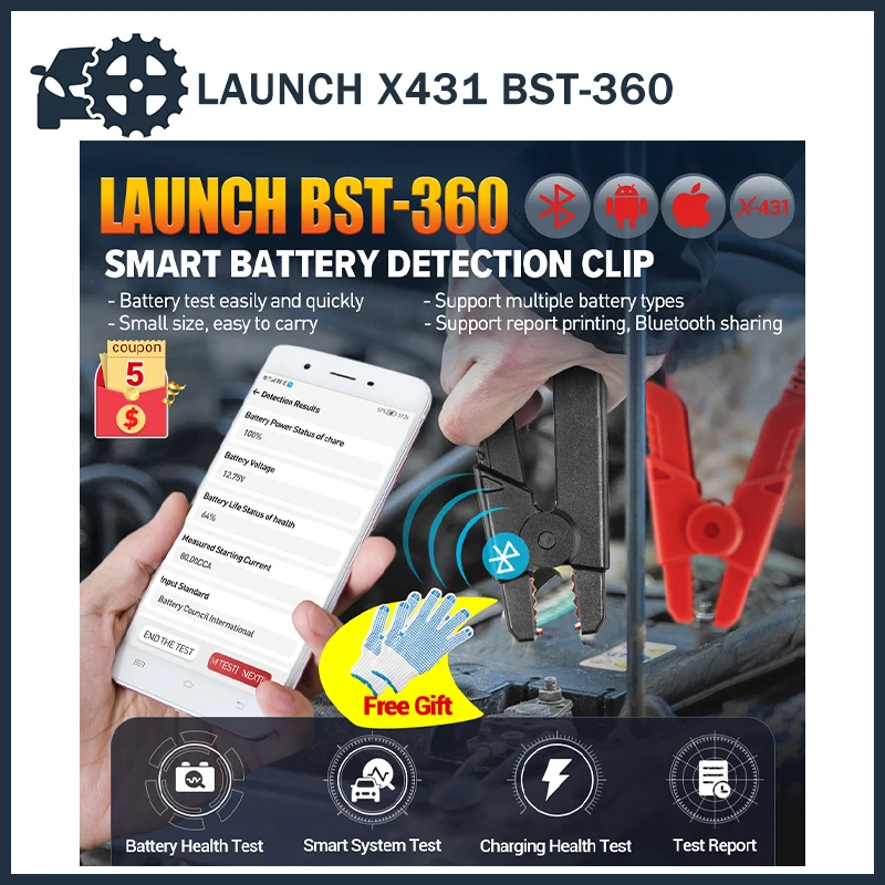 Диагностический зажим LAUNCH X431 для аккумулятора Bluetooth 6 в 12 В 2000CCA BST360, тестер напряжения для устройств x431 Adnroid / IOS
Диагностический зажим LAUNCH X431 для аккумулятора Bluetooth 6 в 12 В 2000CCA BST360, тестер напряжения для устройств x431 Adnroid / IOS