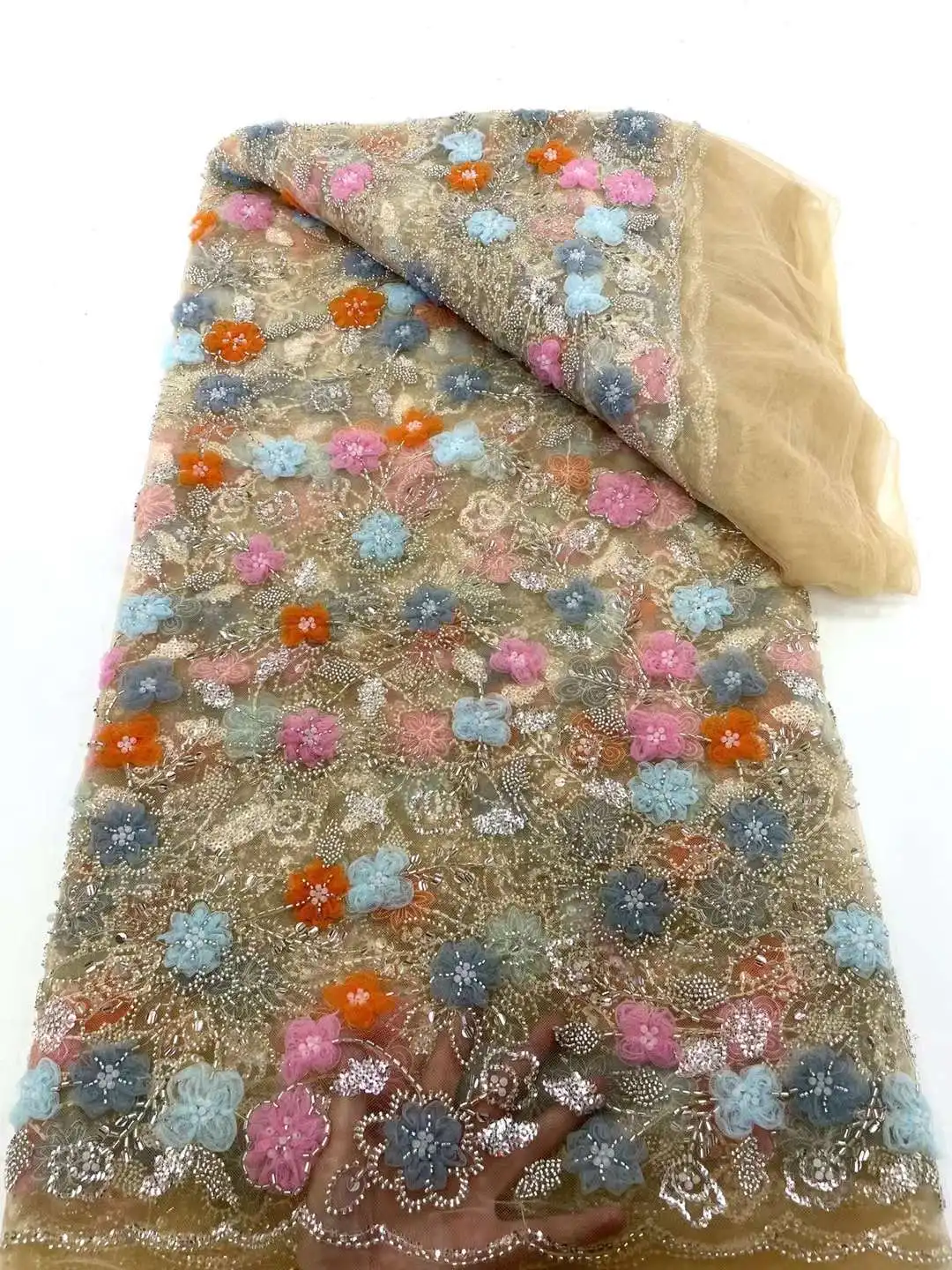 Popular Colorful Florals Pearls African Nigeria Fabric Lace 3D Embroidery French Yarn For Wedding/ Evening Dresses Party
Popular Colorful Florals Pearls African Nigeria Fabric Lace 3D Embroidery French Yarn For Wedding/ Evening Dresses Party