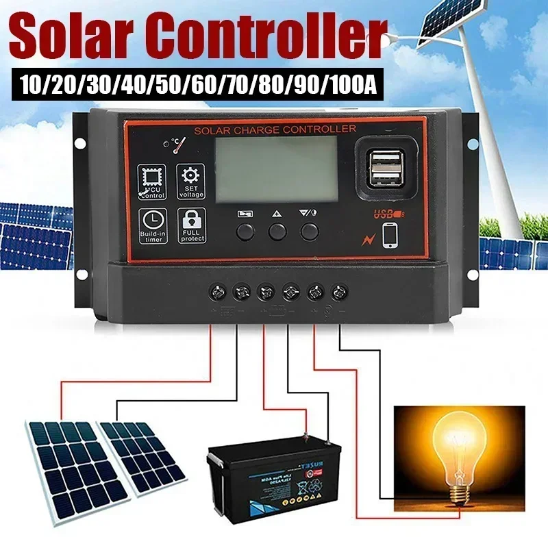 10/20/30/40/50/60/70/80/90/100A New Solar Controller Digital Display LCD Screen Automatic Solar Panels Battery Charge Controller
10/20/30/40/50/60/70/80/90/100A New Solar Controller Digital Display LCD Screen Automatic Solar Panels Battery Charge Controller