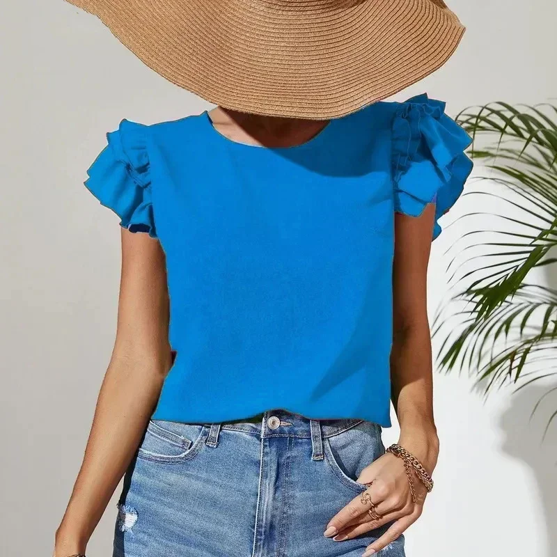 Летняя женская одежда, топ, облегающее модное нижнее белье с круглым вырезом и коротким рукавом
Летняя женская одежда, топ, облегающее модное нижнее белье с круглым вырезом и коротким рукавом