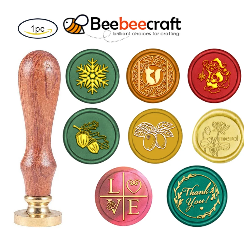 

1PC Snowflake Wax Seal Stamp Christmas Vintage Sealing Wax Stamps 25mm Removable Brass Head Sealing Stamp with Wooden Handle