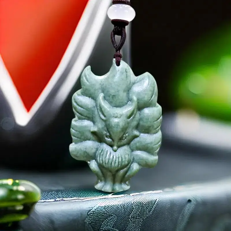 

Natural Real Jade Fox Pendant Necklace Chinese Stone Talismans Carved Jewelry Luxury Charm Gemstones Amulet Vintage Accessories