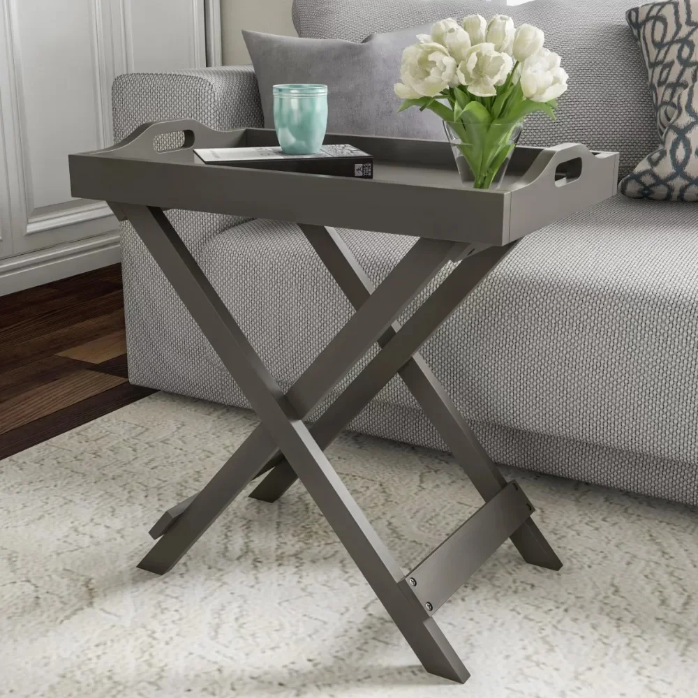 Portable Folding End Table with Removable Tray Top (Gray) 
Portable Folding End Table with Removable Tray Top (Gray)