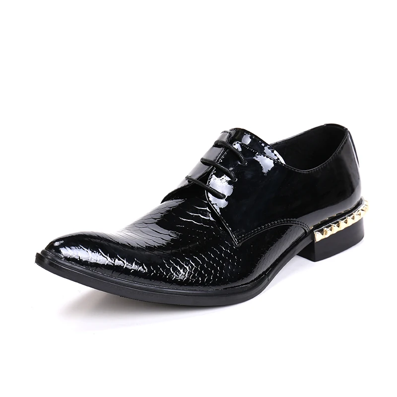 Christia Bella Glossy Black Patent Leather Men Business Oxford Shoes Large Size Pointed Toe Rivet Gentleman Party Dress Shoes
Christia Bella Glossy Black Patent Leather Men Business Oxford Shoes Large Size Pointed Toe Rivet Gentleman Party Dress Shoes