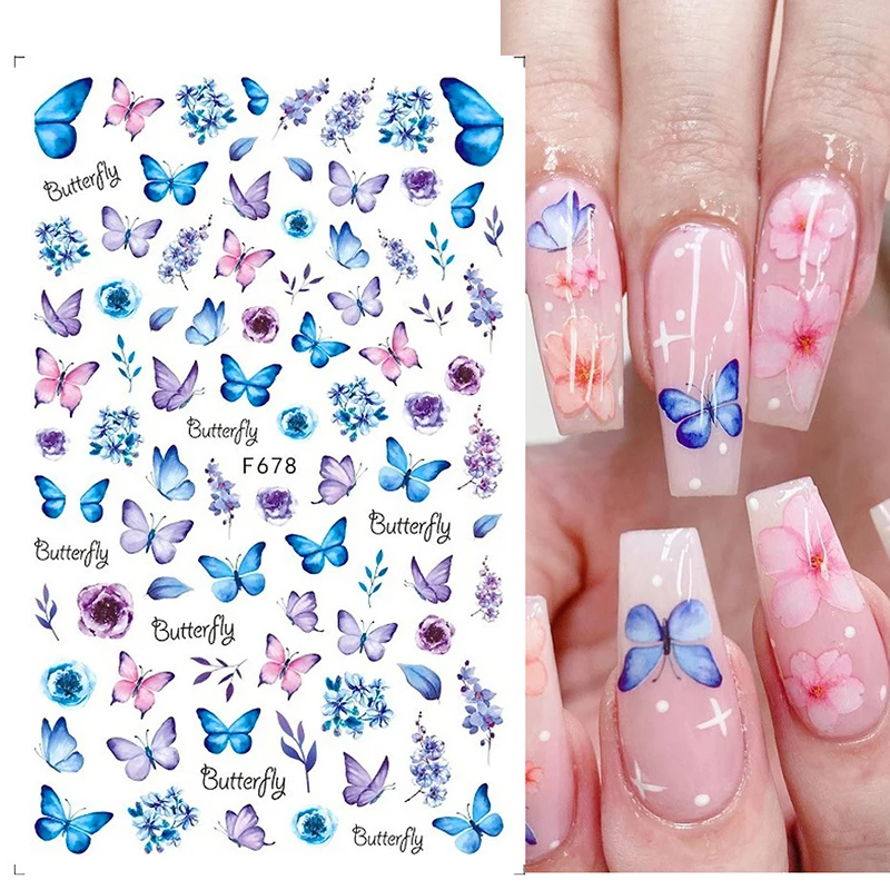 

BeautyBigBang Butterfly 3D Nail Stickers Flowers Leaves Self Adhesive Transfer Sliders Wraps Manicures Foils DIY Decorations