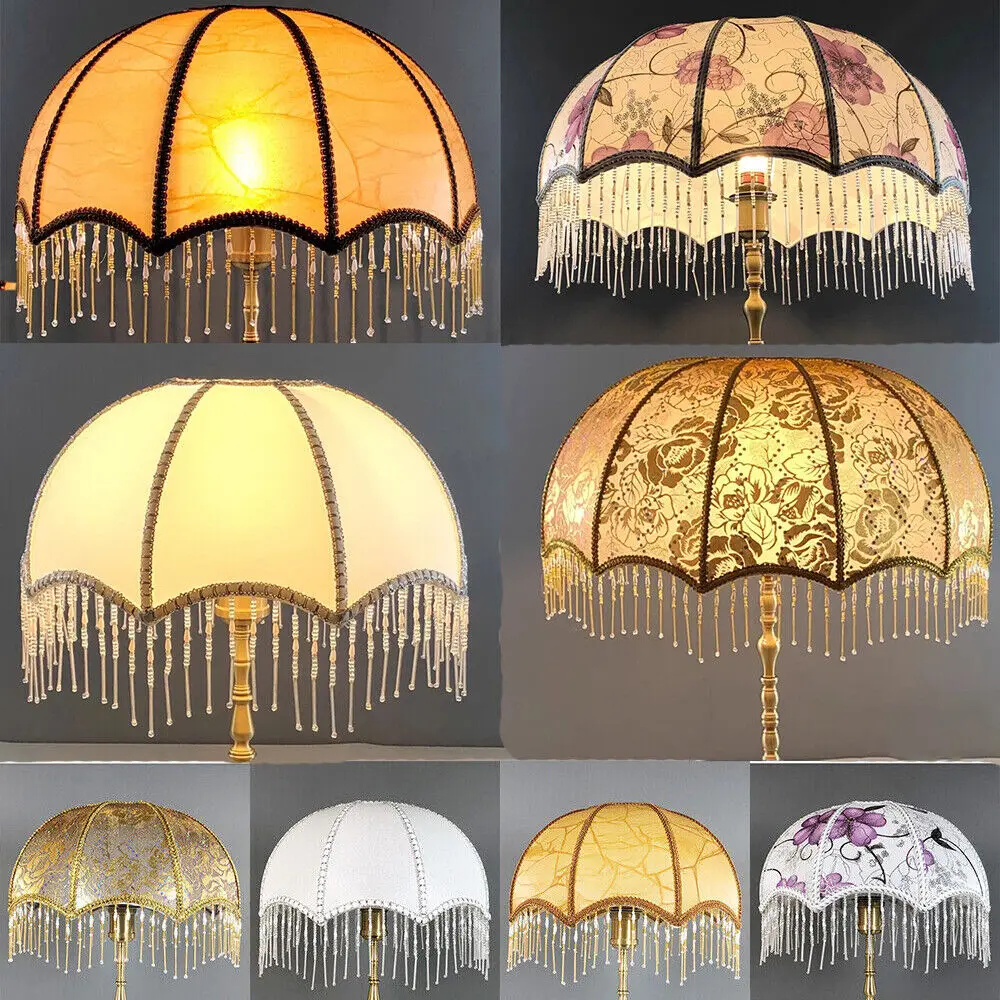 

Vintage European Style Barrel Lamp Shades Cloth Bead Light Shade LampShades for Table Lamp Cover Pendant Living Room Home Decor