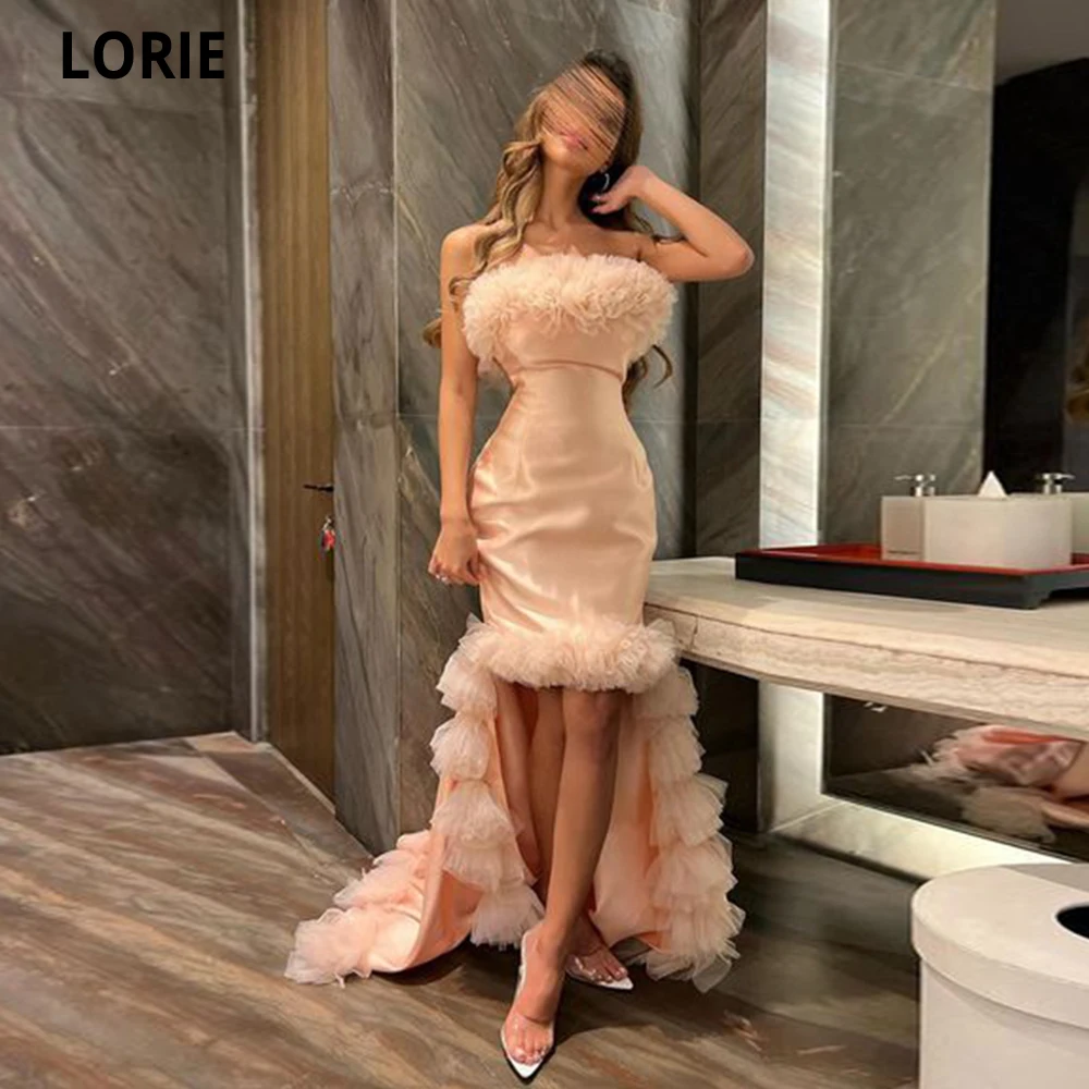 LORIE Blush Pink Mermaid Vestidos Elegantes Para Mujer Evening Dresses Satin Starpless High Low With Ruffles Robes De Soirée
LORIE Blush Pink Mermaid Vestidos Elegantes Para Mujer Evening Dresses Satin Starpless High Low With Ruffles Robes De Soirée