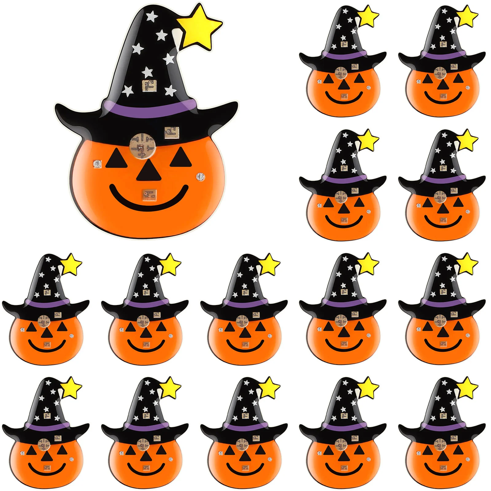 15 Pcs Halloween LED Flashing Brooches Cartoon Witch Hat Pumpkin Decorative Badges Pins Costume Party Favors
15 Pcs Halloween LED Flashing Brooches Cartoon Witch Hat Pumpkin Decorative Badges Pins Costume Party Favors