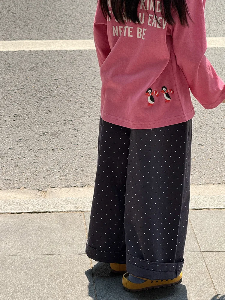 2025 Autumn New Children Loose Trousers Cotton Girls Polka Dot Casual Pants Boys Harem Pants Kids Straight Pants Baby Clothes 10 S2009cc118e5e439b95454feb9c6cccff5