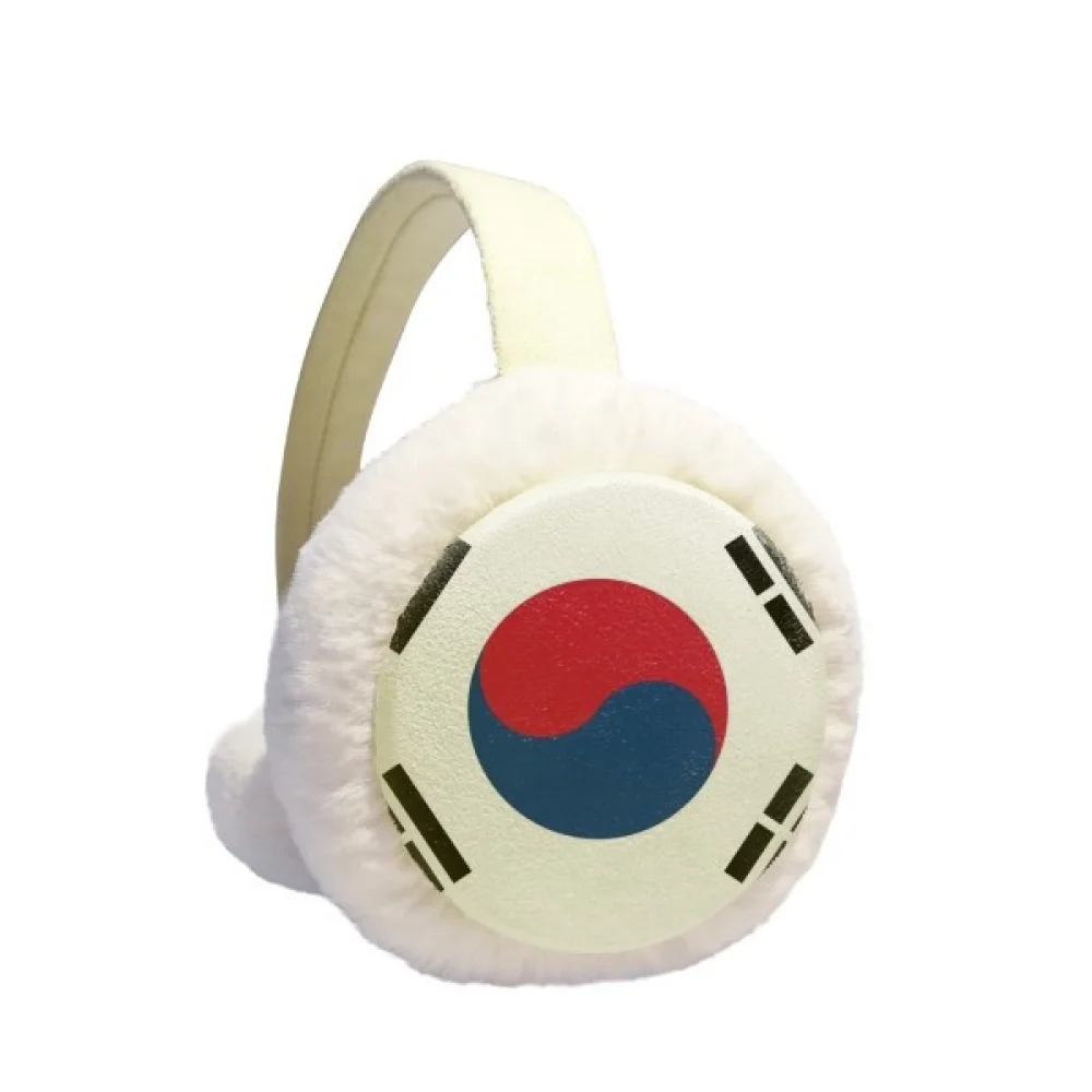 

South Korea National Flag Asia Country Winter Ear Warmer Cable Knit Furry Fleece Earmuff Outdoor