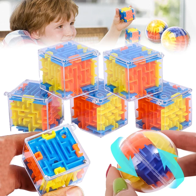 Mini labyrinthe rond 3D transparent pour enfants, perles de marche tridimensionnelles, jouets de flipper, instituts de pression, puzzle, 2 pièces 1
