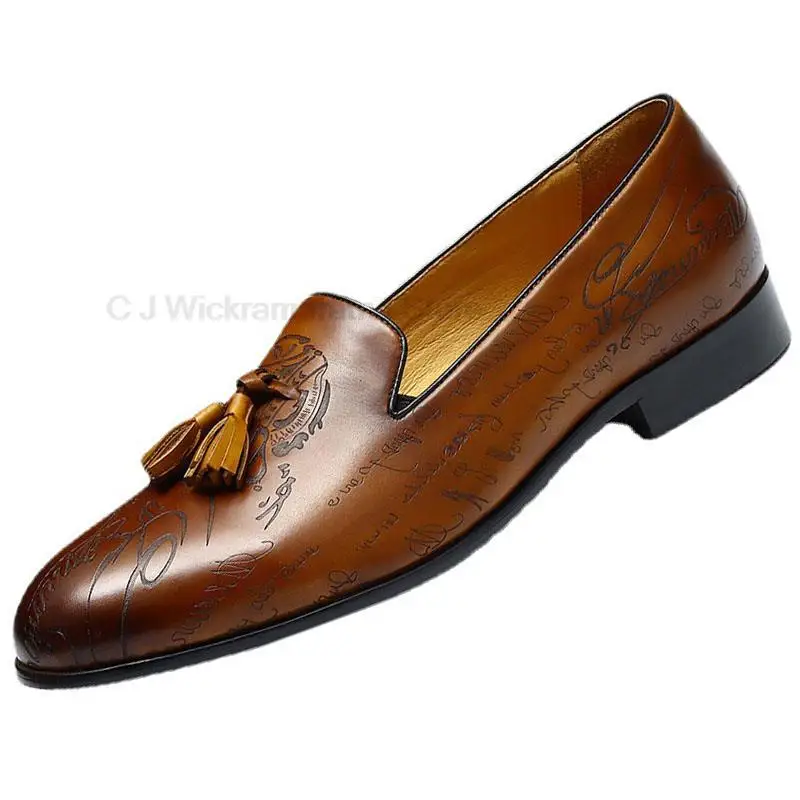 

Comfortable Fashion Dress Slip On Mens Casual Shoes Formal Loafers Wedding Party Black Brown Carving Pointed Toe Oxfords