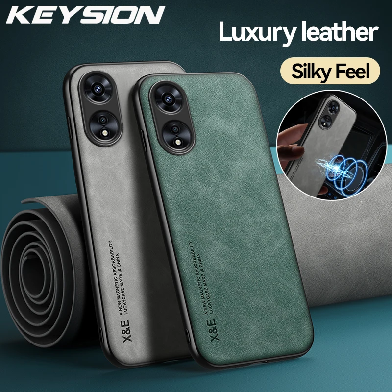 

KEYSION Luxury Leather Case for OPPO A17 A17K A57 A77 A57S A77S 4G Silicone Shockproof Phone Back Cover for OPPO Reno8 T 4G 5G