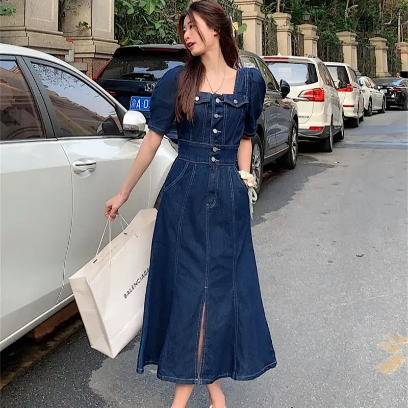 2023 Summer New Women's Denim Dress Korean Fashion Versatile Bubble Sleeve Square Neck Slimming Free Shipping
2023 Summer New Women's Denim Dress Korean Fashion Versatile Bubble Sleeve Square Neck Slimming Free Shipping