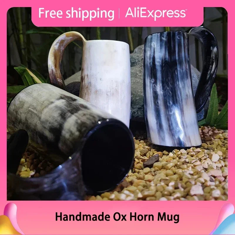 

Handmade Ox Horn Mug Crafts Whiskey Shot Glasses Cup Wine Drinking Viking Coffee Tea Mugs Dropshipping Best Selling Wholesale