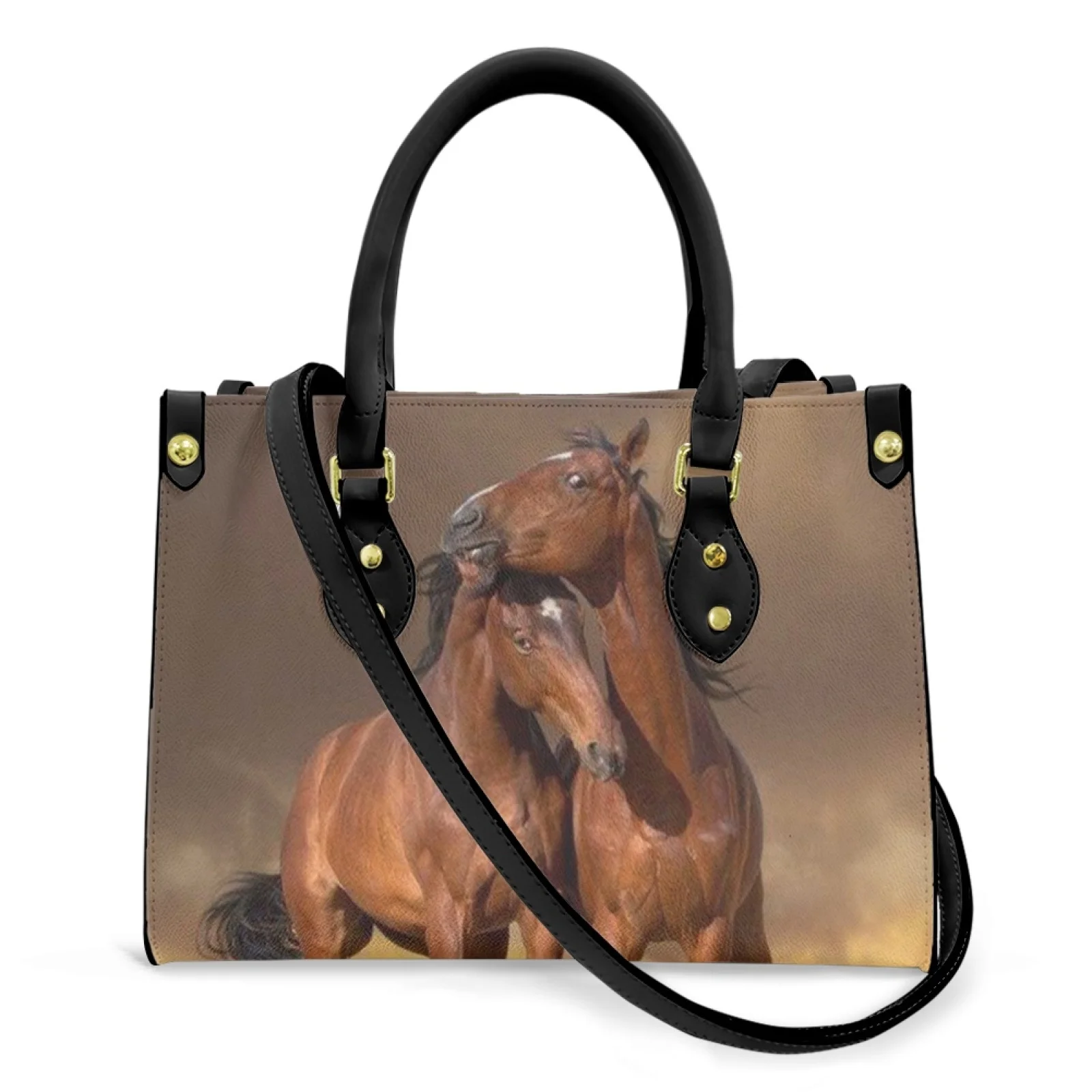 

Belidome Horse Print Womens Purses Handbags Luxury Top Handle Leather Shoulder Bag Ladies Designer Satchel Messenger Tote Bag