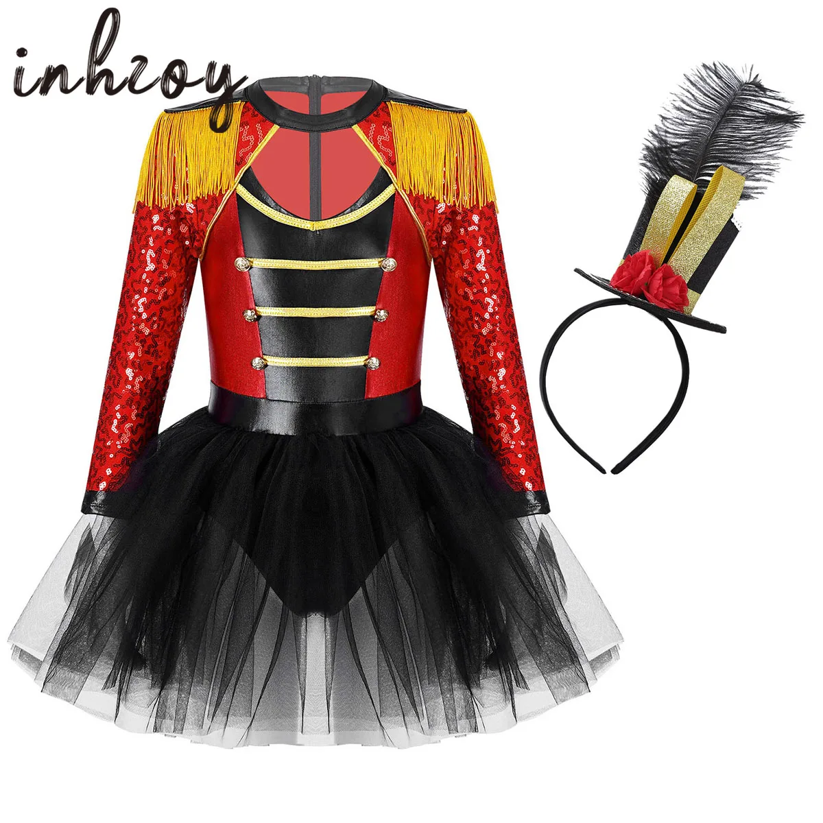 Kids Girls Sequins Circus Ringmaster Costumes Long Sleeve Halloween Carnival Cosplay Leotard Tutu Drum Marching Band Dress Up
Kids Girls Sequins Circus Ringmaster Costumes Long Sleeve Halloween Carnival Cosplay Leotard Tutu Drum Marching Band Dress Up