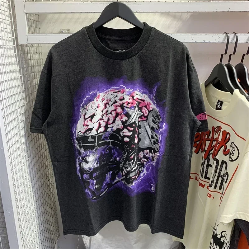 

2024ss Black Washed HELLSTAR Mens T Shirts 1:1 High Quality Women Y2K Graphic Oversized T Shirt