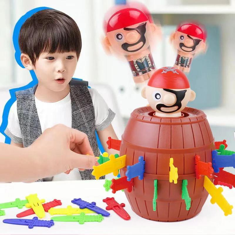 

New Funny Pirate Barrel Toys Lucky Game Jumping Pirates Bucket Sword Stab Pop Up Tricky Toy Family Jokes For Child Kid Gift
