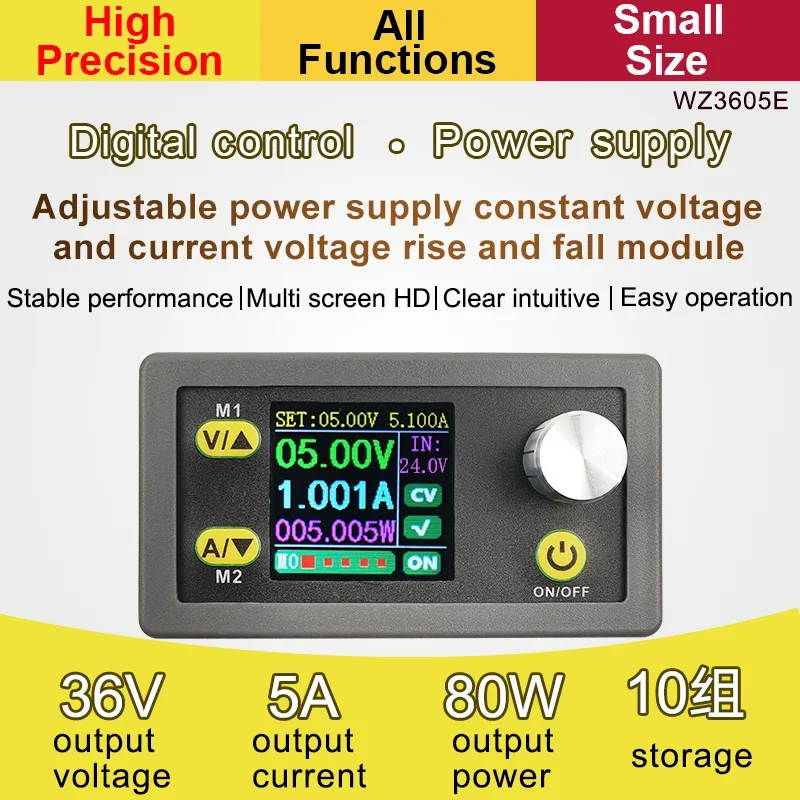 

Преобразователь постоянного тока с повышением постоянного тока, CC, CV, 36 В, 5 А, регулируемый лабораторный источник питания для модуля платы arduino