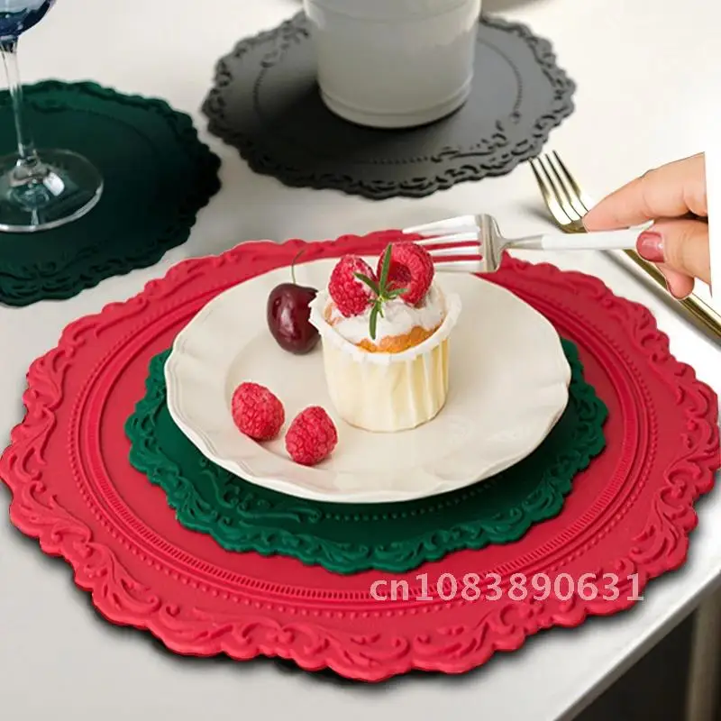 

Lace Silicone Tablemat Kitchen Placemat Oil Resistant Heat Insulation Non-Slip Coaster Bowl Pads Home Washable Cup Mat 12/23/35