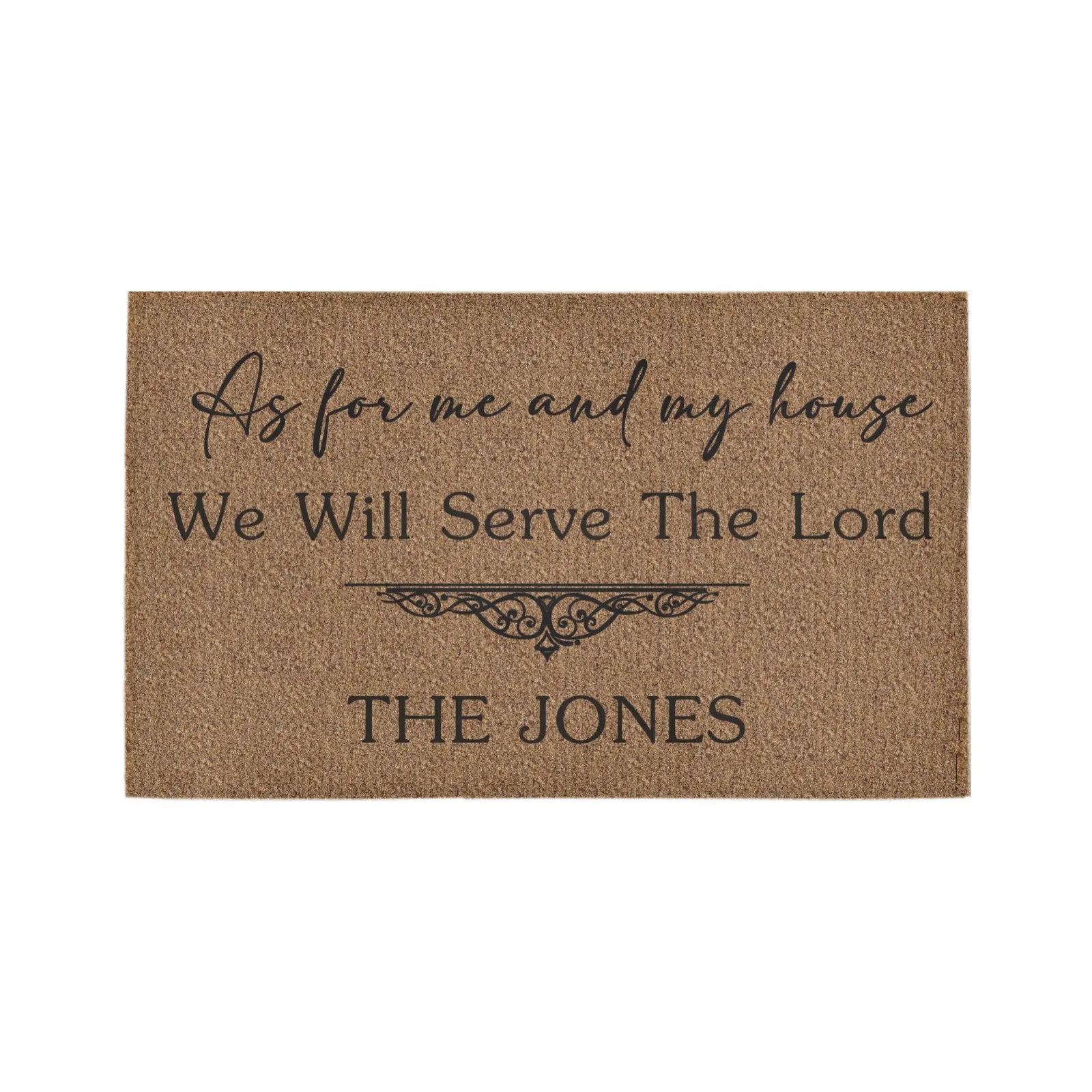 

Christian Doormat We Will Serve The Lord Personalized Family Name Floor Door Mat Home Decor Decorative Area Rug Rubber Backing