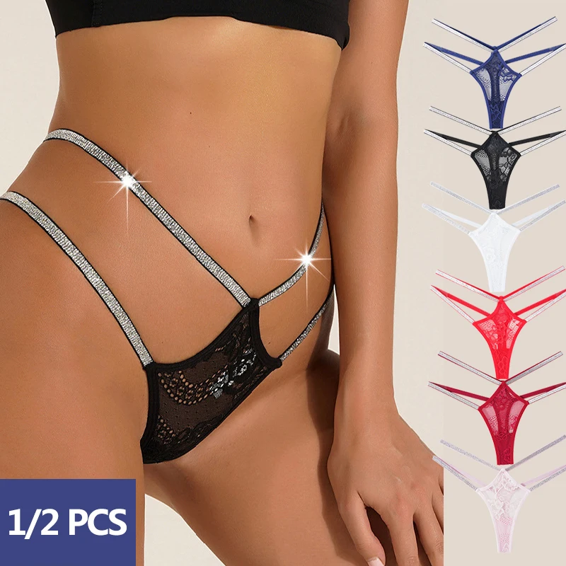 Transparent Women's Panties 1/2 PCS Sweet Underwear Lace Thongs Embroidery Sexy Lingerie Erotic Flash Drill G-Strings T-Back
Transparent Women's Panties 1/2 PCS Sweet Underwear Lace Thongs Embroidery Sexy Lingerie Erotic Flash Drill G-Strings T-Back