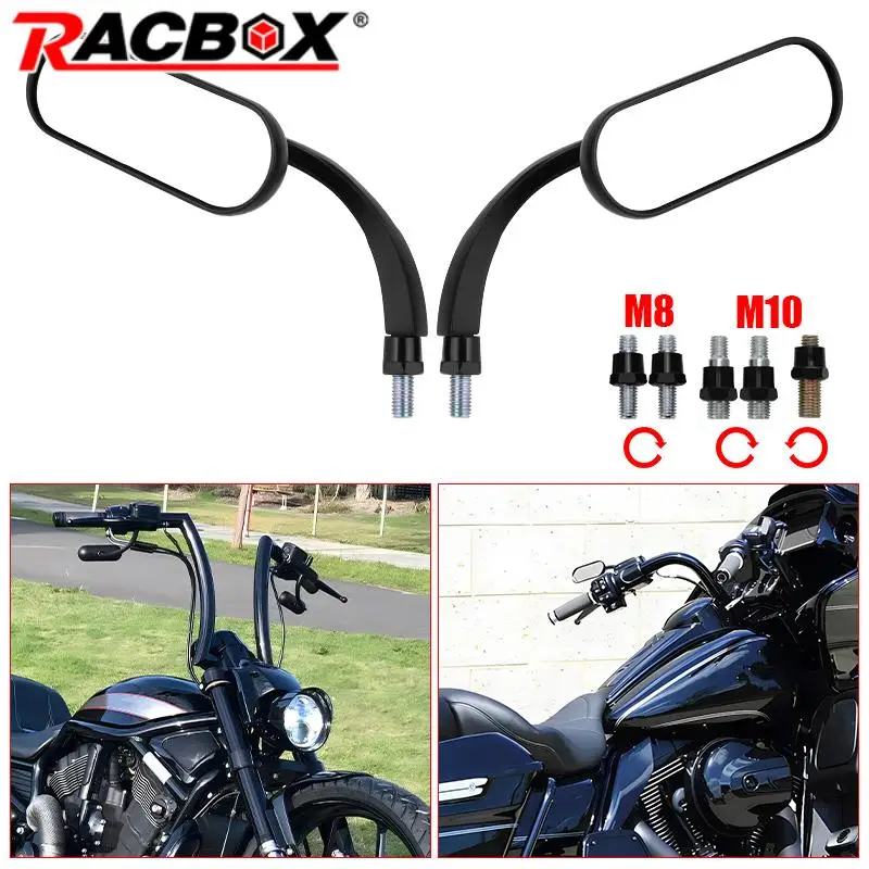 

8mm 10mm Mini Motorcycle Rear View Mirrors Retro Mirrors Aluminum For Bobber Chopper Cruiser Touring Bagger Street Bike Scooter