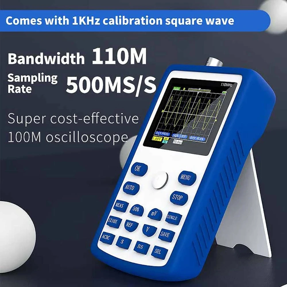 

FNIRSI-1C15 Digital Oscilloscope 500MS/S Sampling Rate 110MHz Bandwidth 1KHz/3.3V Calibration Square Wave Measuring Oscilloscope