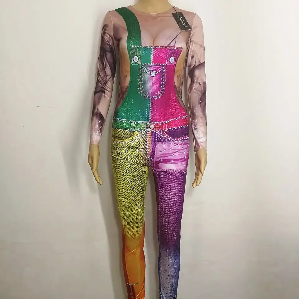 Personality 3D Pattern Printing Stretch Spandex Jumpsuit Sexy Lady Nightclub DJ Singer DS Costume Acrobatics Performance Clothes
Personality 3D Pattern Printing Stretch Spandex Jumpsuit Sexy Lady Nightclub DJ Singer DS Costume Acrobatics Performance Clothes