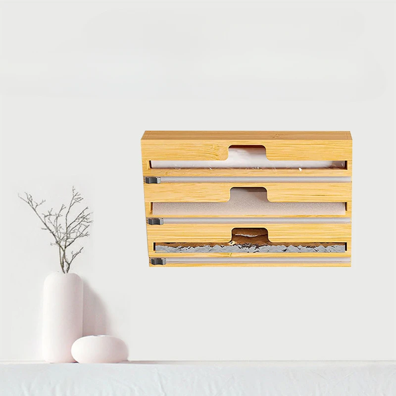 Household Kitchen Plastic Wrap, Tin Foil Paper Cutter Drawer, Bamboo Storage, Sorting Box, Square Groove Bamboo Box Gadgets
Household Kitchen Plastic Wrap, Tin Foil Paper Cutter Drawer, Bamboo Storage, Sorting Box, Square Groove Bamboo Box Gadgets