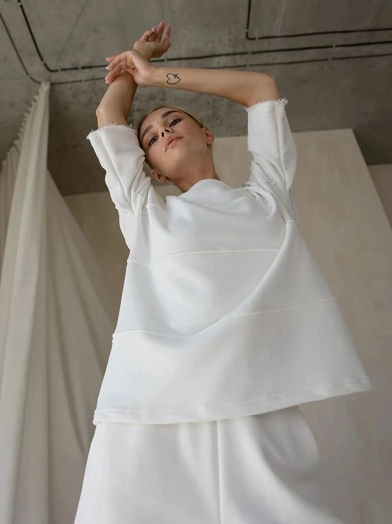 Bornladies Sommer 100% Baumwolle Sets Frauen Casual Zwei Stücke Halbe Hülse Patchwork T Shirts & Hohe Taille Shorts Outfits Trainingsanzug Bornladies Sommer 100% Baumwolle Sets Frauen Casual Zwei Stücke Halbe Hülse Patchwork T Shirts & Hohe Taille Shorts Outfits Trainingsanzug