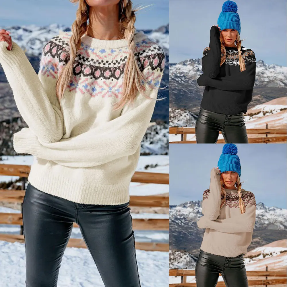 2024 Autumn and Winter New Jacquard Color Block Knitted Shirt for Women's Large Loose Pullover Sweater for Women
2024 Autumn and Winter New Jacquard Color Block Knitted Shirt for Women's Large Loose Pullover Sweater for Women