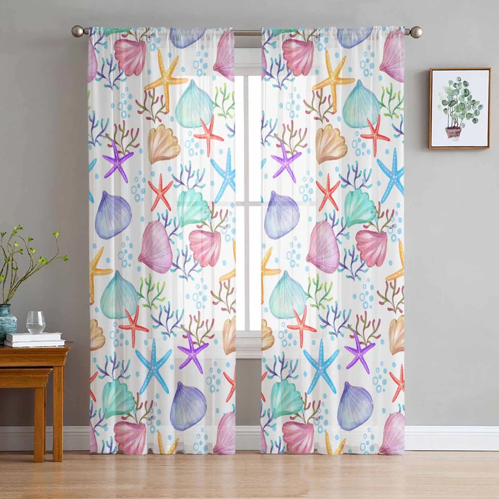 Ocean Watercolor Starfish Shell Summer Tulle Voile Curtains for Bedroom Living Room Window Curtain Sheer Curtains Organza Drapes
Ocean Watercolor Starfish Shell Summer Tulle Voile Curtains for Bedroom Living Room Window Curtain Sheer Curtains Organza Drapes
