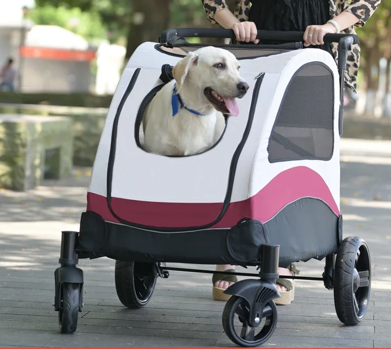 

Pet Stroller for Large Dog Disable Elderly Dog Cat Cart Portable Foldable Trolley Load Bearing 60kg Dog Carrier