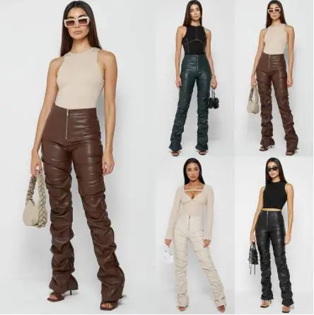 Women's Long Pants 2022 Autumn Winter High Waist Pu Leather Solid Vintage Stacked Zipper Side Slit Pants Fashion Street Trousers
Women's Long Pants 2022 Autumn Winter High Waist Pu Leather Solid Vintage Stacked Zipper Side Slit Pants Fashion Street Trousers