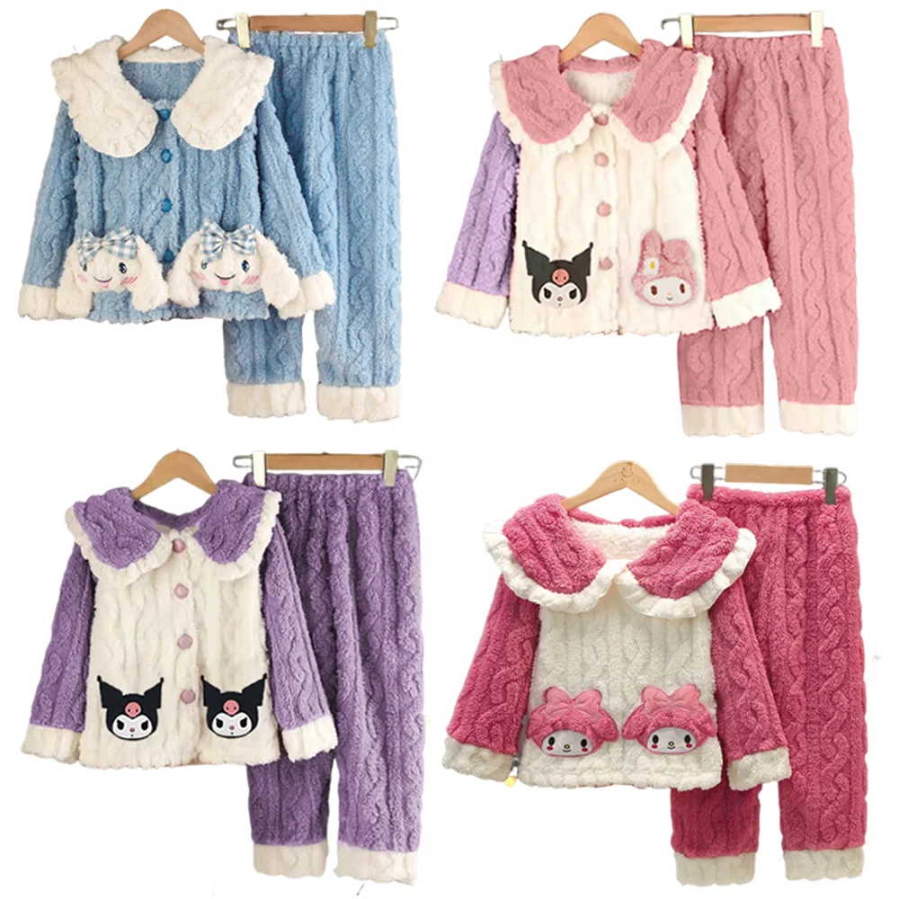 Kawaii Sanrio My Melody Kuromi Cinnamoroll Kids Plush Pajamas Set Anime Cartoon Winter Warm Sleepwear Coral Velvet Homewear Gift
Kawaii Sanrio My Melody Kuromi Cinnamoroll Kids Plush Pajamas Set Anime Cartoon Winter Warm Sleepwear Coral Velvet Homewear Gift