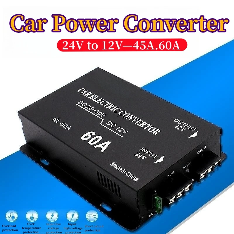 Car Mounted Inverter 24V to 12V 45-60A Converter for Truck 24V, Car Power Supply Voltage Reducer, Vehicle Mounted Adapter
Car Mounted Inverter 24V to 12V 45-60A Converter for Truck 24V, Car Power Supply Voltage Reducer, Vehicle Mounted Adapter
