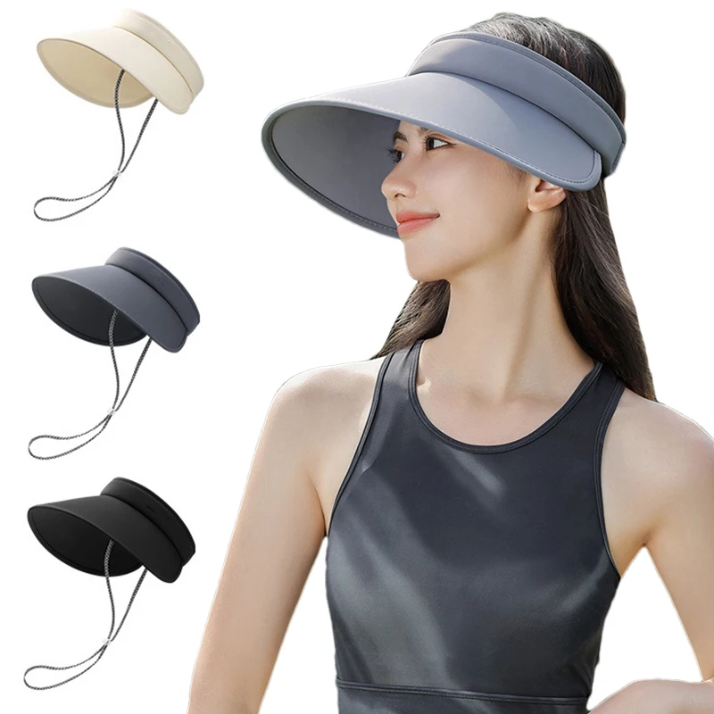 

Summer Empty Top Sun Hat Women Foldable Wide Brim Sun Visor Hat UV Protection Sport Travel Beach Cap Tennis Golf Sunscreen Caps