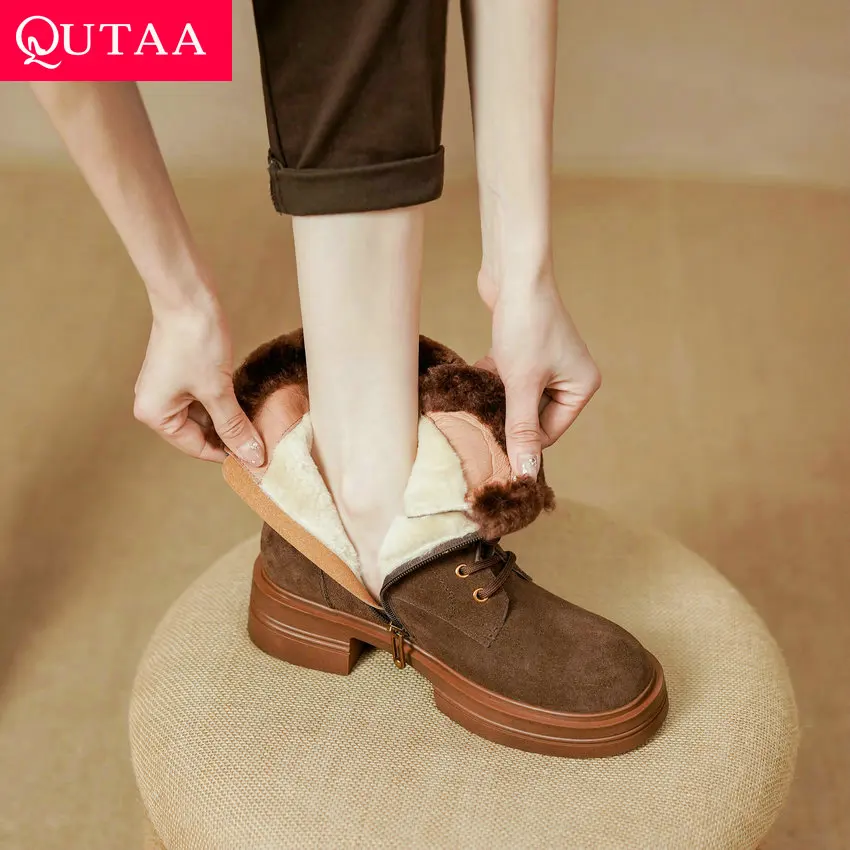 QUTAA 2023 Women Ankle Boots Winter Office Ladies Dress Wool Warm Genuine Leather Thick Heels Square Toe Shoes Woman Size 34-39
QUTAA 2023 Women Ankle Boots Winter Office Ladies Dress Wool Warm Genuine Leather Thick Heels Square Toe Shoes Woman Size 34-39