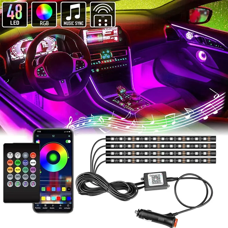 Neon LED Car Interior Ambient Foot Light Backlight with Wireless Remote Music App Control Auto RGB Atmosphere Decorative Lamps
Neon LED Car Interior Ambient Foot Light Backlight with Wireless Remote Music App Control Auto RGB Atmosphere Decorative Lamps