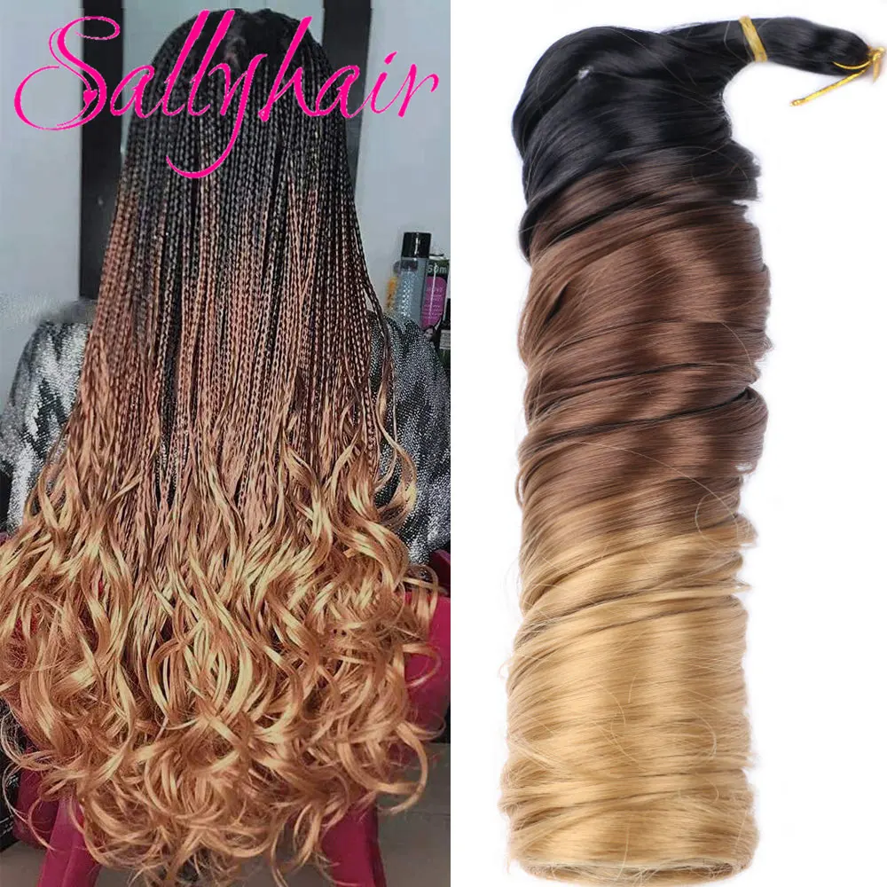 

Sallyhair Synthetic 24inch 150g French Curly Crochet Hair Spiral Curls Braids Silky Ombre Colored Braiding Hair Curly Bulk Hair