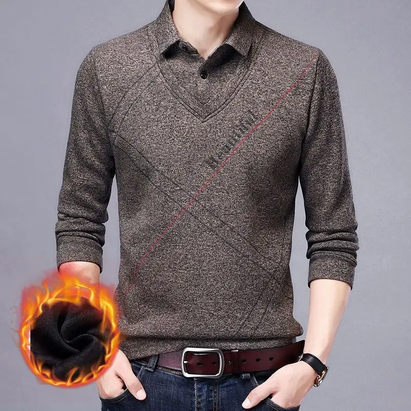 2023 Autumn and Winter Men's Fashion Business Casual Leave Two Piece Plushed Polo Neck Long Sleeve Solid Color Versatile Top
2023 Autumn and Winter Men's Fashion Business Casual Leave Two Piece Plushed Polo Neck Long Sleeve Solid Color Versatile Top