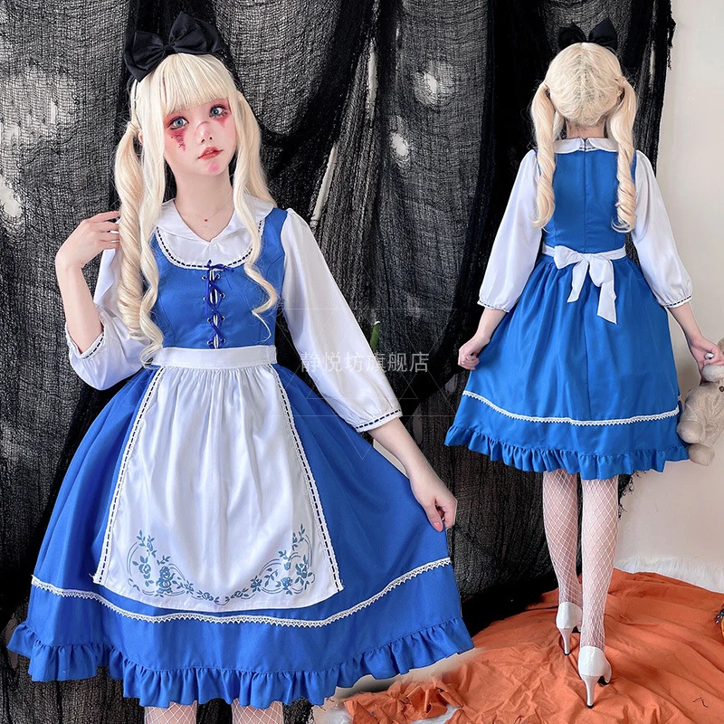 Halloween Costume for Women 3-Piece Dress Maid Cosplay Horror Doll Costume Devil Masquerade Anime Disfraz Vestidos
Halloween Costume for Women 3-Piece Dress Maid Cosplay Horror Doll Costume Devil Masquerade Anime Disfraz Vestidos